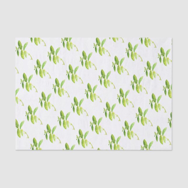 Papier Mousseline Herbe de menthe Aquarelle Verdure maman Motif (Recto)