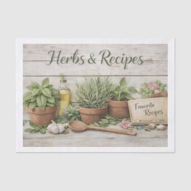 Papier Mousseline Herbs and Recipes Decoupage Paper  (Recto)