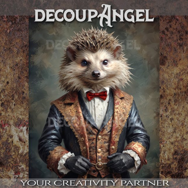 Papier Mousseline Hérisson de style aristocratique -Découpage- (Créateur téléchargé)