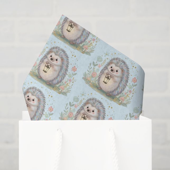 Papier Mousseline Hérisson mignon avec motif lanterne (Sac cadeau)