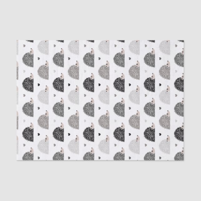 Papier Mousseline Hérissons et coeurs (Recto)