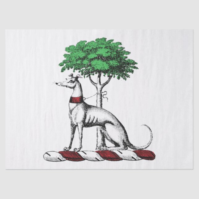 Papier Mousseline Héritier de Greyhound Whippet avec arbre héraldiqu (Recto)