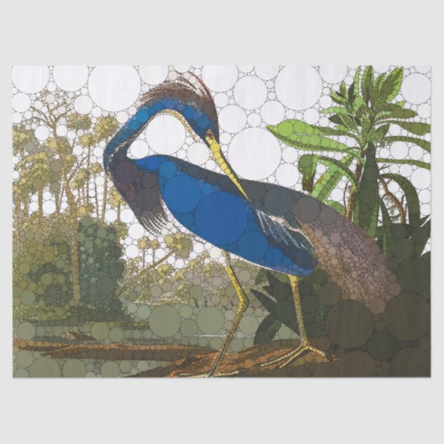Papier Mousseline Héron bleu de Louisiane par John James Audubon (Recto)