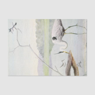 Papier Mousseline Héron côtier, martin-pêcheur et aquarelle de bécas
