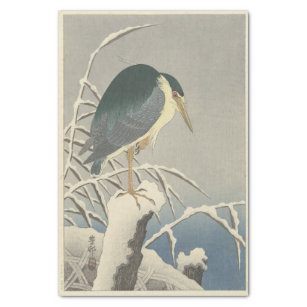 Papier Mousseline Heron en neige par Ohara Koson