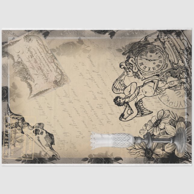 Papier Mousseline Heure de fête d'Halloween Ephémère Vintage (Recto)