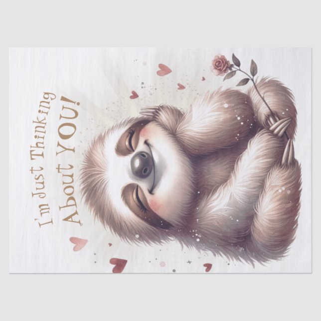 Papier Mousseline Heureuse Sainte-Valentin Sloth (Recto)