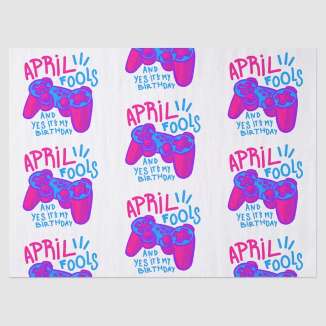 Papier Mousseline heureux April Fools Day gamer anniversaire (Recto)