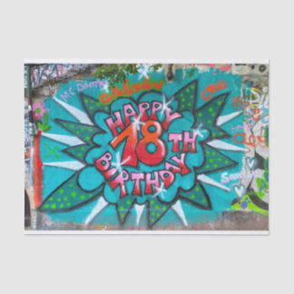 Papier Mousseline Heureux Graffiti du 18ème anniversaire