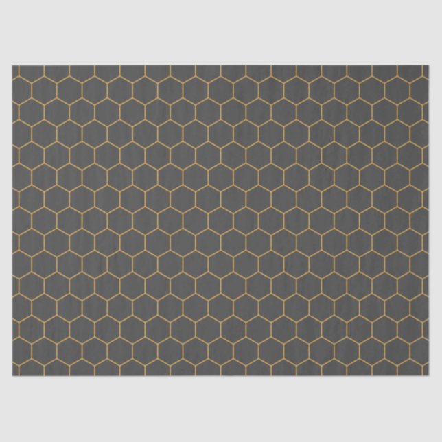 Papier Mousseline Hexagon jaune gris Motif tendance chic (Recto)