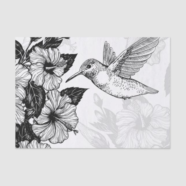 Papier Mousseline Hibiscus et colibri (Recto)