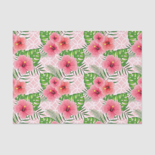 Papier Mousseline Hibiscus tropical rose (Recto)