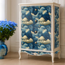 Hiboux bleus et nuages de nuit étoilée Décoration