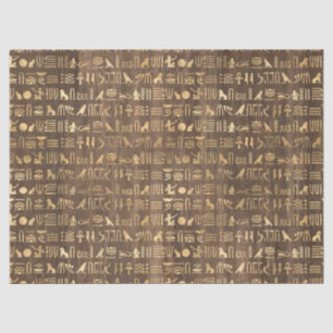 Papier Mousseline Hiéroglyphes d'Égypte d'or sur la page de découpag