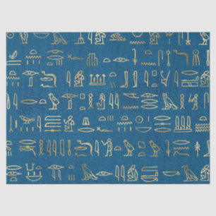 Papier Mousseline Hiéroglyphes égyptiens en or métallique sur le ble