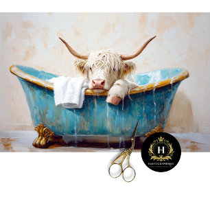 Papier Mousseline Highland Cow Russe Boho Bain Tub Spa Découpage