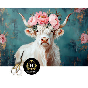 Papier Mousseline Highland Cow Rustic Boho Farmhouse Decoupage