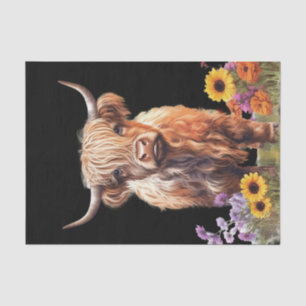Papier Mousseline Highland Cow Rustic Floral Garden Découpage