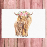 Papier Mousseline Highland Cow Scotland Pink Mama Baby Calf<br><div class="desc">Cette conception peut être personnalisée en choisissant l'option Modifier la conception. Vous pouvez également transférer sur d'autres objets. Contactez-moi à l'adresse colorflowcreations@gmail.com ou utilisez l'option conversation en haut de la page si vous souhaitez avoir cette conception sur un autre produit ou avez besoin d'aide. Voir d'autres de mes dessins ou...</div>