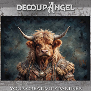 Papier Mousseline Highlander Viking Warrior Bull - Découpage -