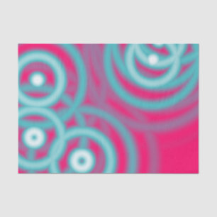 Papier Mousseline Hip rétro milieu siècle fuschia bleu mod cercles