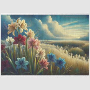 Papier Mousseline Hippeastrum Pittoresque View Decoupage Tissu Papie