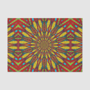 Papier Mousseline Hippie Abstraite Rouge et jaune Floral Tribal ethn