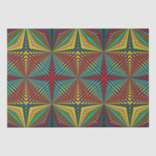 Papier Mousseline Hippie Rouge Bleu Jaune Vert Ethnique Trippy Terre