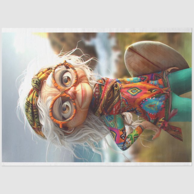 Papier Mousseline Hippie Surfin Grama Découpage (Recto)