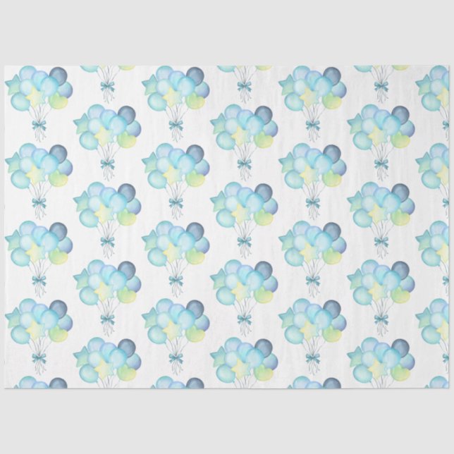 Papier Mousseline Hippo Anniversaire bleu doux (Recto)