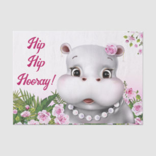 Papier Mousseline Hippopotame Floral Rose