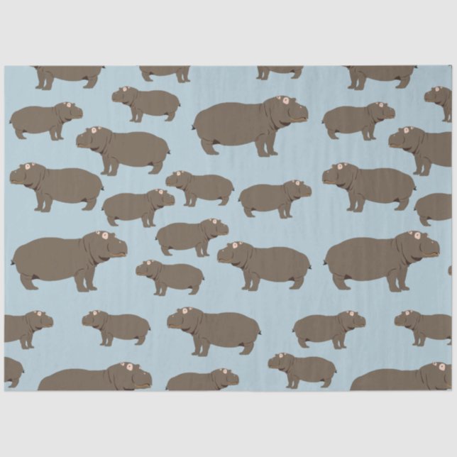 Papier Mousseline Hippopotame Hippo Motif (Recto)