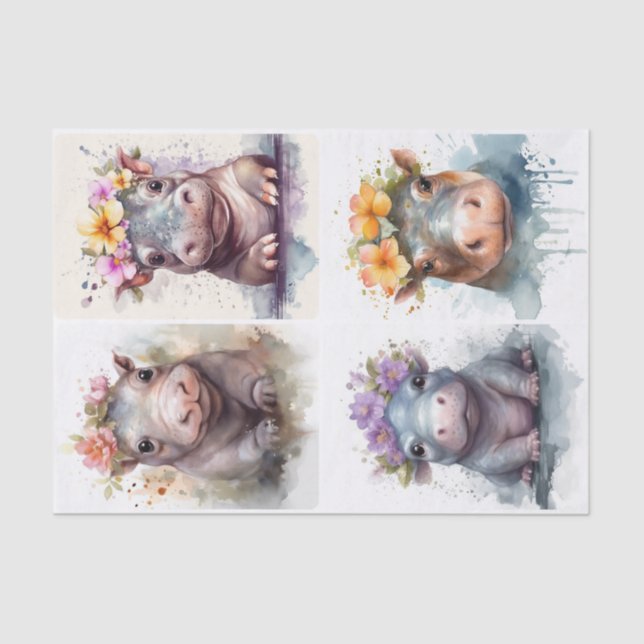 Papier Mousseline Hippopotames (Recto)