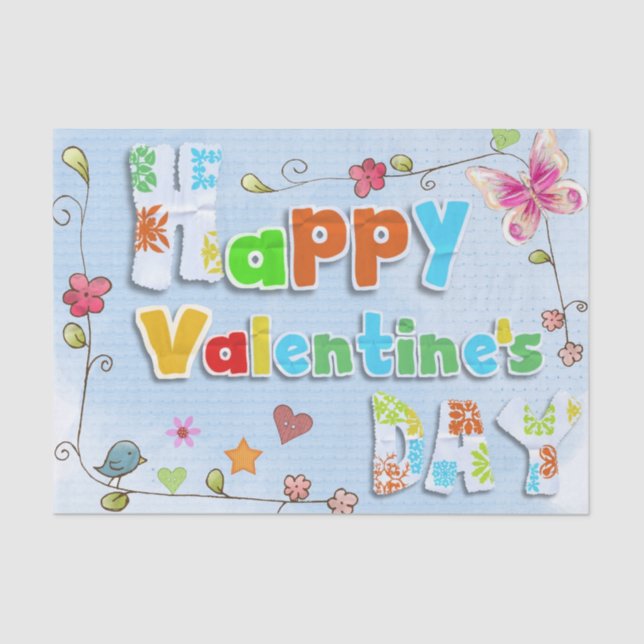 Papier Mousseline Hippy Super Style Heureuse Sainte-Valentin (Recto)
