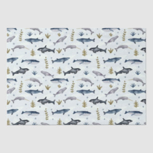 Papier Mousseline Histoire moderne de la baleine d'aquarelle