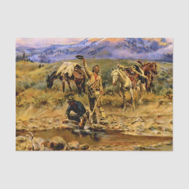 Papier Mousseline "Hitting Pay Dirt" de Charles M Russell (Recto)