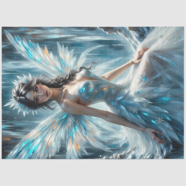 Papier Mousseline Hiver Angel Fairy Ice Kingdom Imaginaire Découpage (Recto)