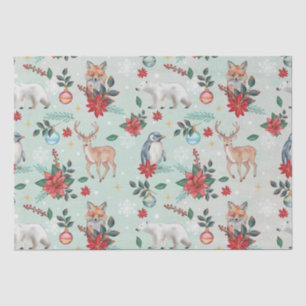Papier Mousseline Hiver Florest Animaux Motif de Noël
