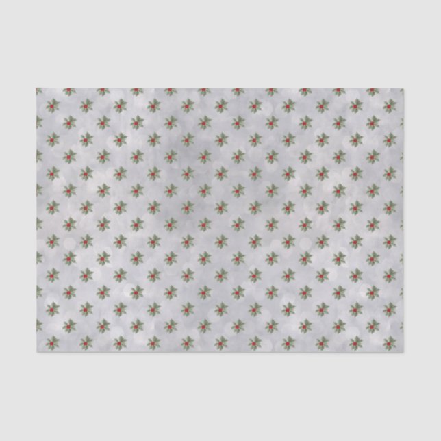 Papier Mousseline Hiver Holly Berry Motif Tissu Papier papier (Recto)