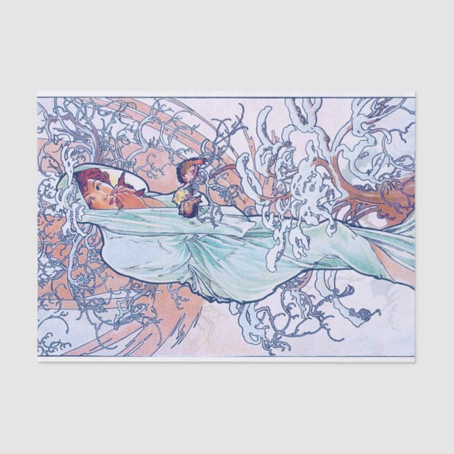 Papier Mousseline Hiver (quatre saisons), Alphonse Mucha (Recto)