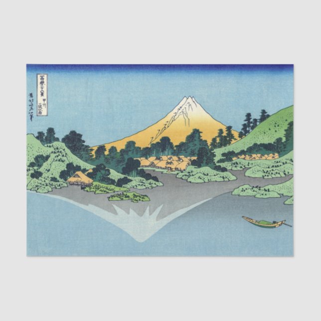 Papier Mousseline Hokusai - Le Mont Fuji reflète le lac Kawaguchi (Recto)