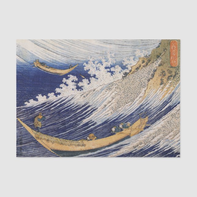 Papier Mousseline Hokusai Ocean Waves Sea Boats (Recto)