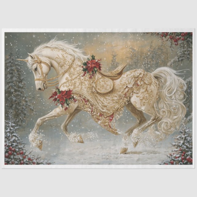Papier Mousseline Holiday Golden Unicorn (Recto)