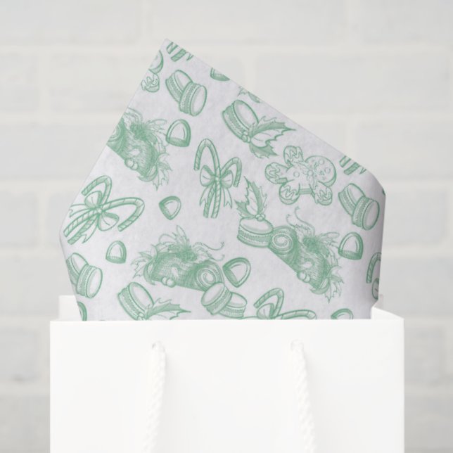 Papier Mousseline Holiday Sweets- Mint (Sheer) (Sac cadeau)