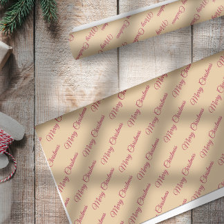 Papier Mousseline Holly Berries Red on Gold Merry Christmas