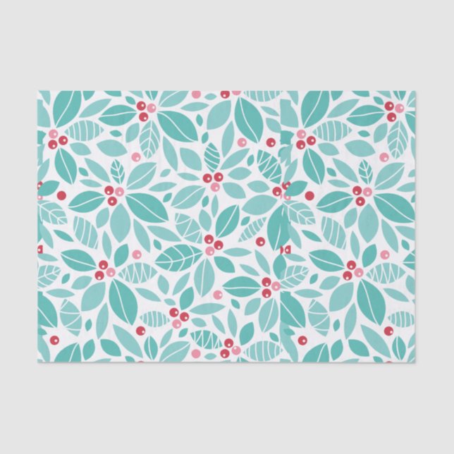 Papier Mousseline Holly Berry Noël (Recto)