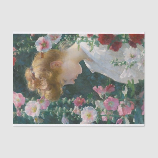 Papier Mousseline Hollyhocks et soleil par Charles Courtney Curran (Recto)