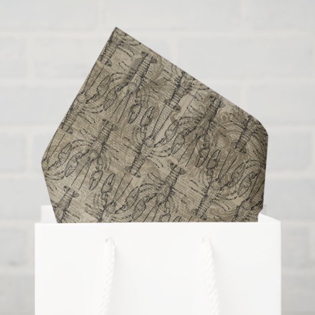 Papier Mousseline Homard vintage (Sac cadeau)