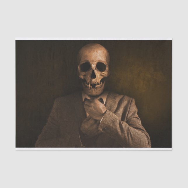 Papier Mousseline Homme effrayant de crâne dans le costume (Recto)