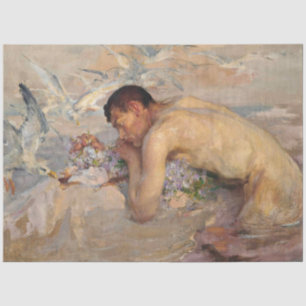 Papier Mousseline Homme Mermaid Vintage Art Plage